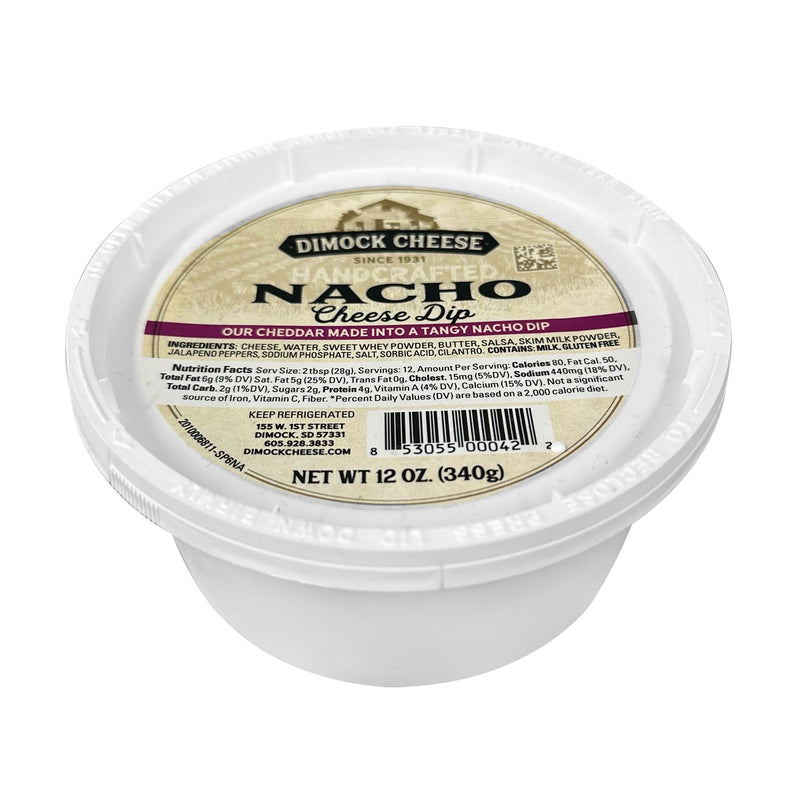 Dimock Cheese Nacho Dip Spread Handcrafted Cheddar W/ Salsa 12 Oz Resealable Tub