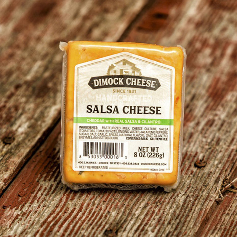 Dimock Salsa Cheese Block Handcrafted Cheddar Gluten-Free Hormone-Free 8 Oz
