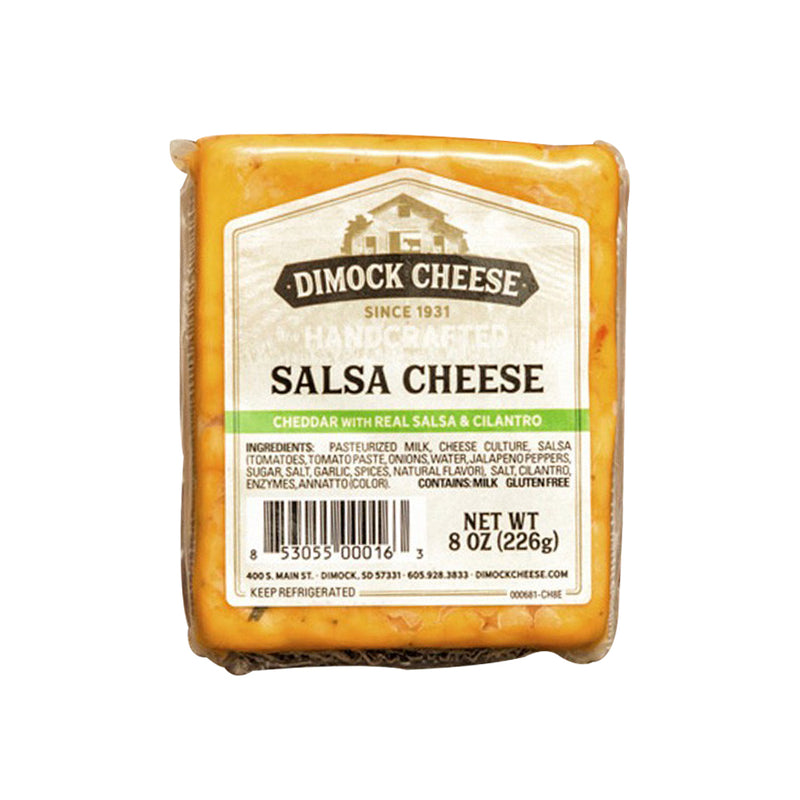Dimock Salsa Cheese Block Handcrafted Cheddar Gluten-Free Hormone-Free 8 Oz