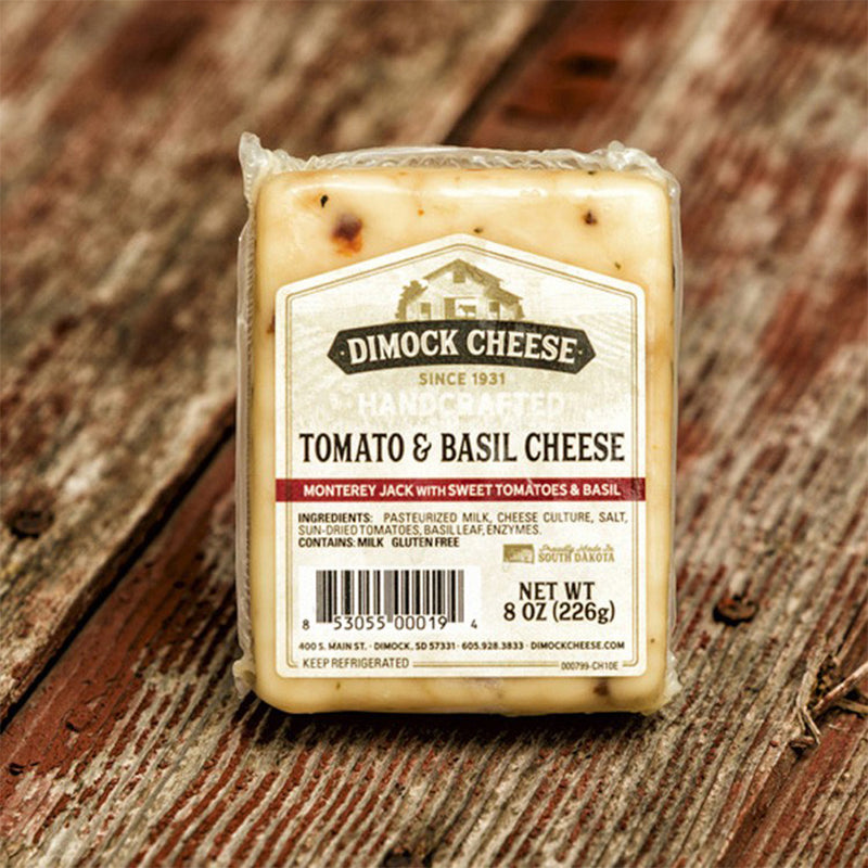 Dimock Tomato & Basil Cheese Block Handcrafted Monterey Jack Gluten-Free 8 Oz
