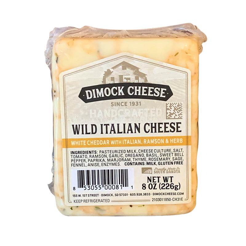 Dimock Cheese Wild Italian Block Handcrafted White Cheddar W/ Ramson & Herb 8 Oz