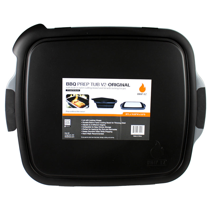 Drip EZ Large BBQ Prep Tub With Locking Lid V2 Black 20"x16.25"x5.5"  TUBV2-1-BL
