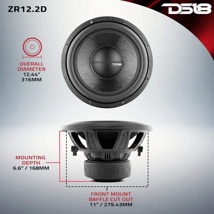 DS18 12" Subwoofer 1500 Watts Dual 2 Ohm Car Audio Elite Z Series ZR12.2D Single