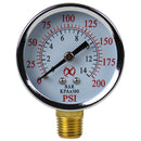 2" Face 0 - 200 PSI Pressure Gauge 1/4" NPT Side Mount