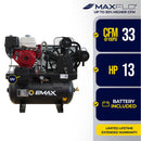 EMAX Honda GX Gas Driven with Electric Start 13 HP 3Cyl 24CFM MAXFlo Splash Lubricated 30 Gallon Truck Mount Stationary Air Compressor EGES1330ZT