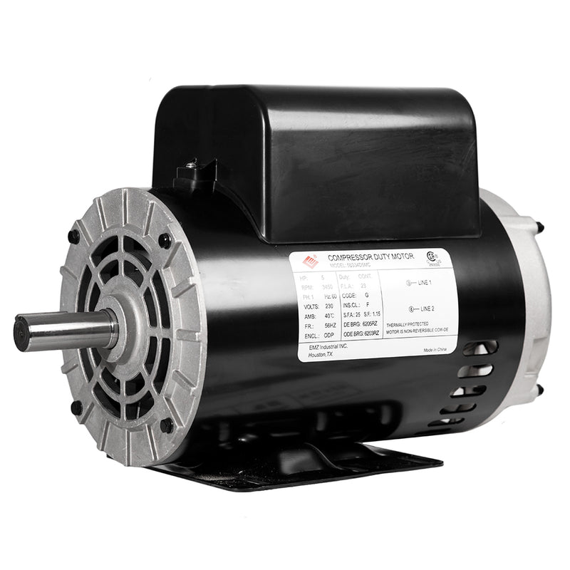 5 HP Compressor Duty Electric Motor 230V 1 Phase 56HZ Frame 7/8" Shaft 3450 RPM