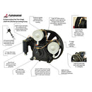 15HP 44CFM Displacement  2 Stage 3Cyl Pressure Lubricated Bare Pump w/flywheel