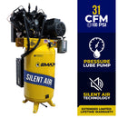 EMAX 7.5 HP 80 Gallon 31 CFM @ 100 PSI 3 Phase 2 Stage Air Compressor Silent Air ESP07V080V3-208