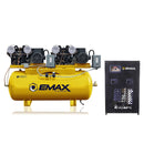 EMAX 20 HP 3 Phase 120 Gallon Duplex Tank Silent Air Integral Dryer 208-230V 115 CFM ESP10D120V3PKG-208