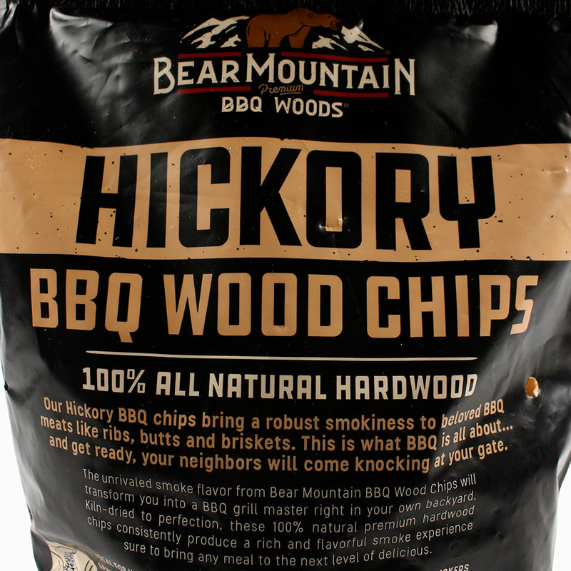 Bear Mountain BBQ Hickory Natural Hardwood Chips Robust Smoky Flavor for Meats