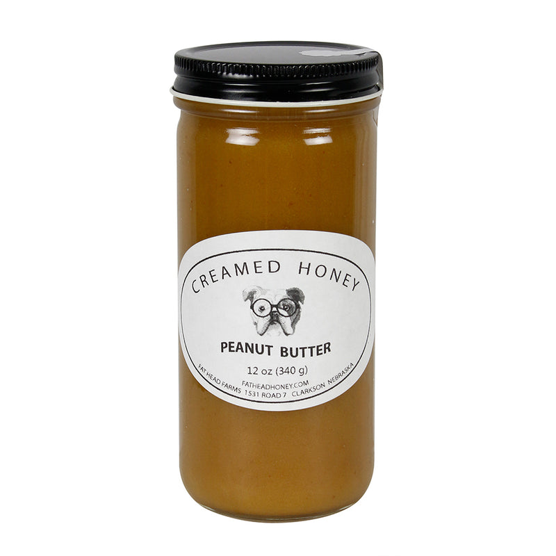 Fat Head Farms Peanut Butter Creamed Honey Artisanal Small-Batch 12 Ounce Jar