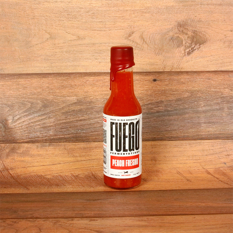 Fuego Fermentations Peach Fresno Hot Sauce Sweet Mild Heat Gluten Free Vegan 5oz