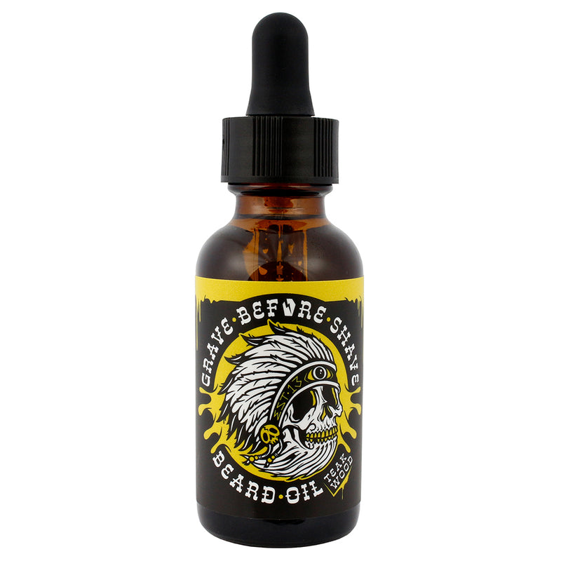 Grave Before Shave Beard & Mustache Oil Conditioner Teakwood Blend Dropper 1 Oz