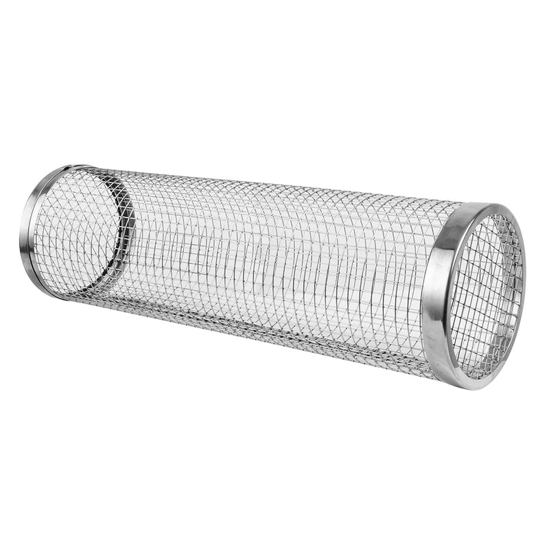 Outdoor Rolling Grill Basket Large BBQ Net Tube Round Mesh Cage Latching Lid