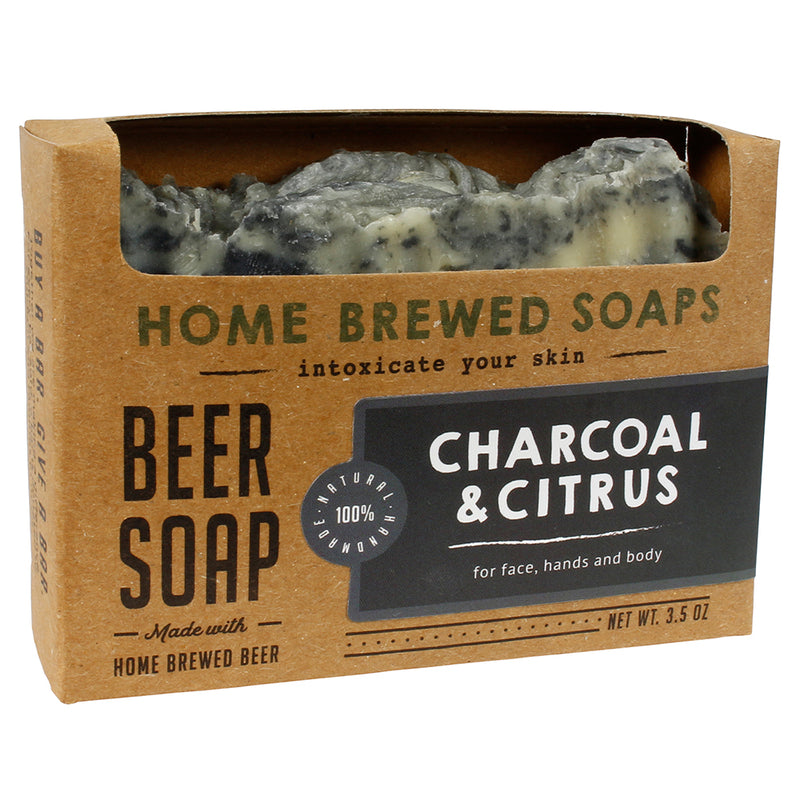 Home Brewed Soaps Charcoal & Citrus Beer Soap Face Hands Body All-Natural 3.5 Oz