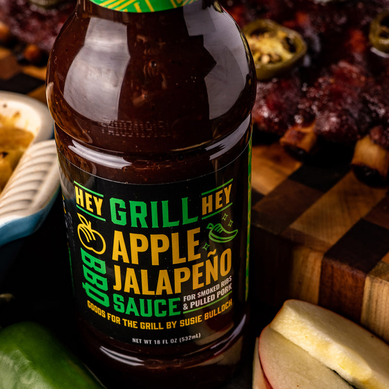 Hey Grill Hey Apple Jalapeno BBQ Sauce Sweet and Spicy 16 Oz Bottle