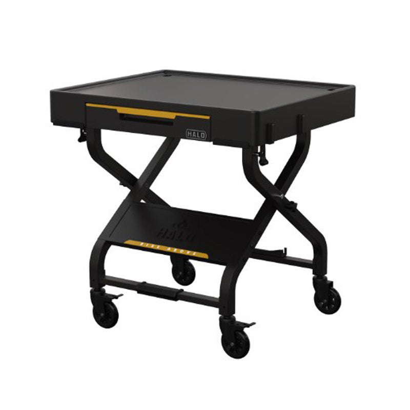 Halo Countertop Collapsible Cart With Drop Down Storage Drawer And Tool Hooks