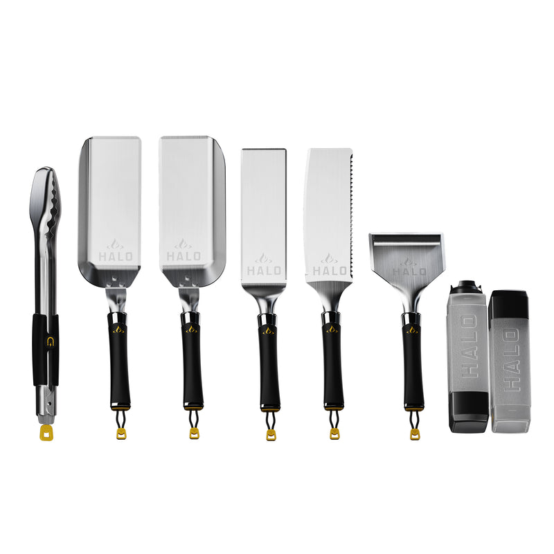Halo Elite Griddle 8-Piece Magnetic Kit Stainless Steel Tools & Squeeze Bottles
