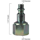 Prevost 3/8" Female NPT Industrial Style Interchange 1/4" Body IRP066202