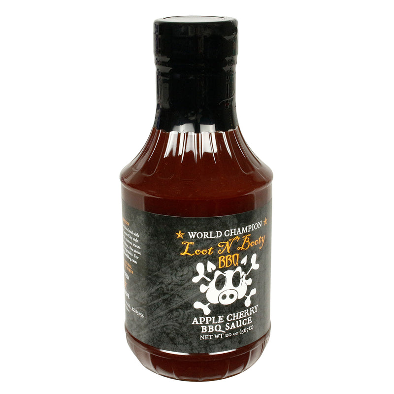 Loot N' Booty BBQ Apple Cherry BBQ Sauce Sweet and Smoky Gluten Free 20 Ounce