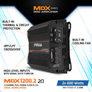PRV Audio MDX1200.2 2 Ohm 2 Channel 1200W RMS Full Range Ultra Compact Amplifier