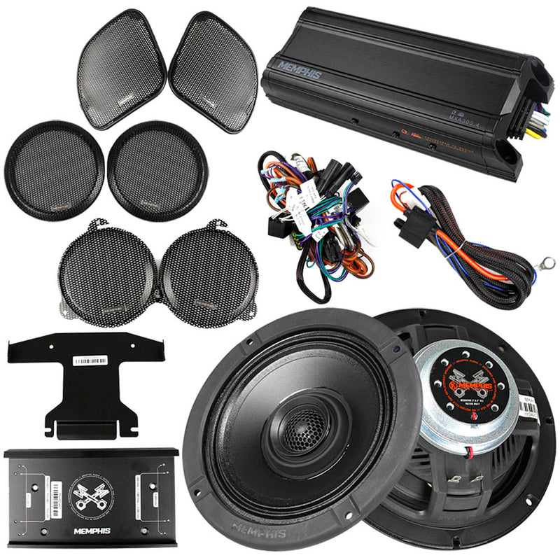 Memphis Audio Harley Davison Direct OEM Kit 4 Channel Amplifier 6.5" Speaker