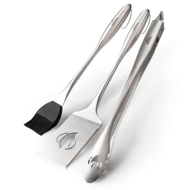 Napoleon 3 Piece Grill Tool Set Stainless Steel Curved Handles with Hanging Loop