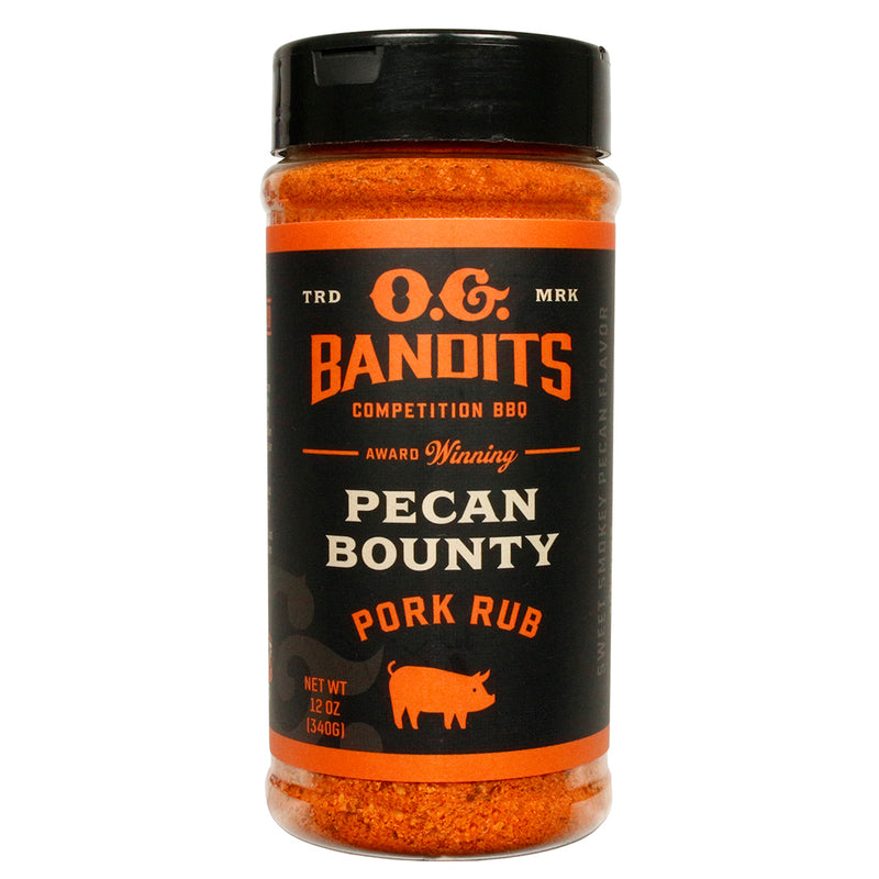 O.G. Bandits Pecan Bounty Pork Rub Award Winning Sweet & Smoky Flavor 12 Ounce