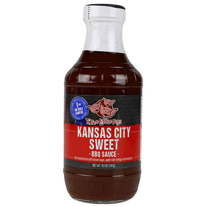 Three Little Pigs Kansas City Style Sweet Sauce 19.5 Oz Award Winning BBQ Recipe