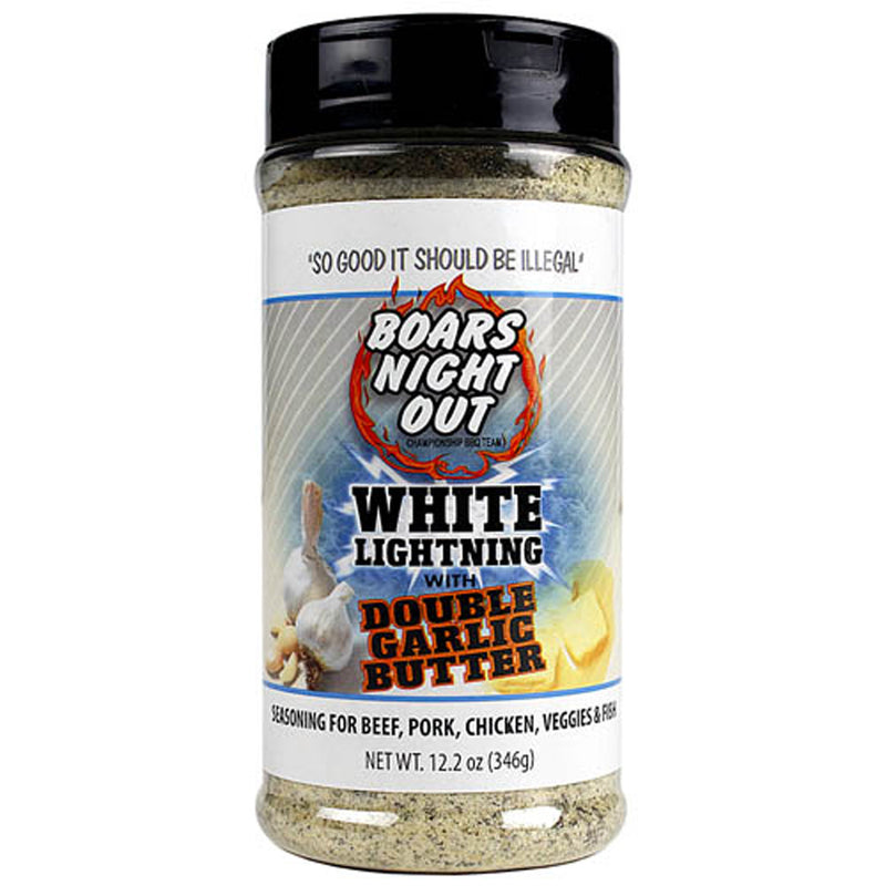 Boars Night Out White Lightning With Double Garlic Butter BBQ Seasoning 12 oz