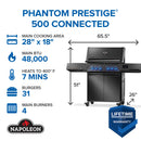 Phantom Prestige 500 Connected Propane Gas Grill w/ Infrared Side & Rear Burner