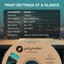 Polymaker PETG Filament 1.75mm 1kg (2.2lbs) 3D Printer Filament - Black - Made in the USA