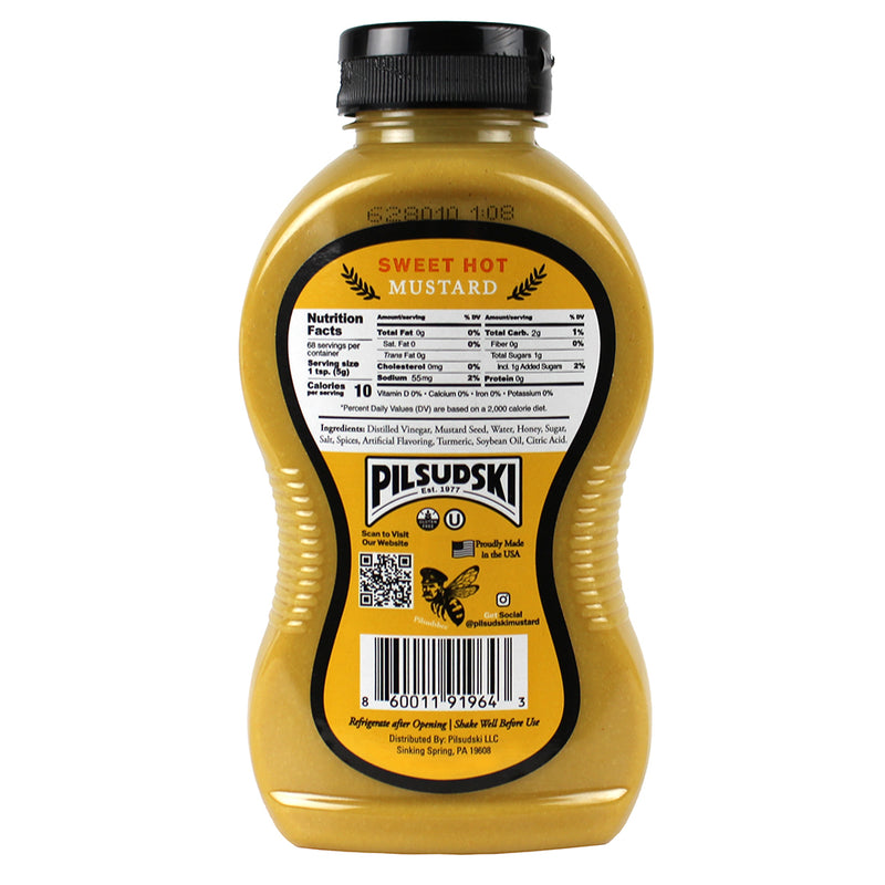 Pilsudski Sweet Hot Mustard with Honey 12 Oz Gluten Free and Kosher