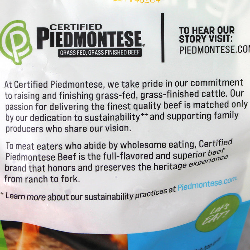 Certified Piedmontese Grass Fed Grass Finished Ground Beef Burgers 4-6oz Patties