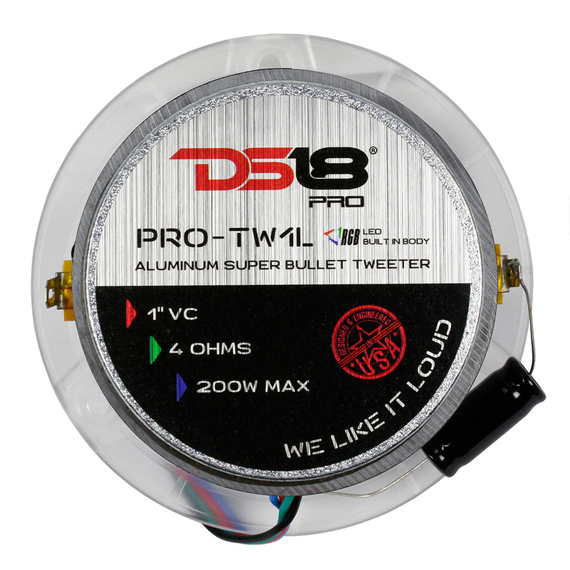 DS18 3.8" Pro Super Bullet Tweeter Pair 200 Watts 4 Ohm RGB LED Lights PRO-TW1L