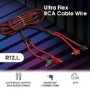 DS18 2 Channel RCA Cable 12 Ft 100% OFC 90 Degree Ends Dual Twist Wire R12.L