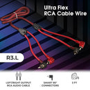 3 ft 2 Channel RCA Cable 100% OFC 90 Degree Ends Dual Twist Wire DS18 R3.L