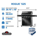 Napoleon Rogue 525 Black Propane Grill 711 Sq. In. R525PK-2