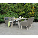 Big BBQ Co Exterior Oasis Dining Set Wicker Chairs W/ Cushions & Wood Table Gray