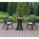 Big BBQ Co Exterior Oasis Coffee Set Wicker Table & 2 Chairs With Cushions Mocha