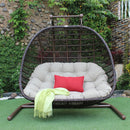 Big BBQ Co Exterior Oasis Swing Chair Poly Bamboo Wicker W/ Cushion Seat Havana