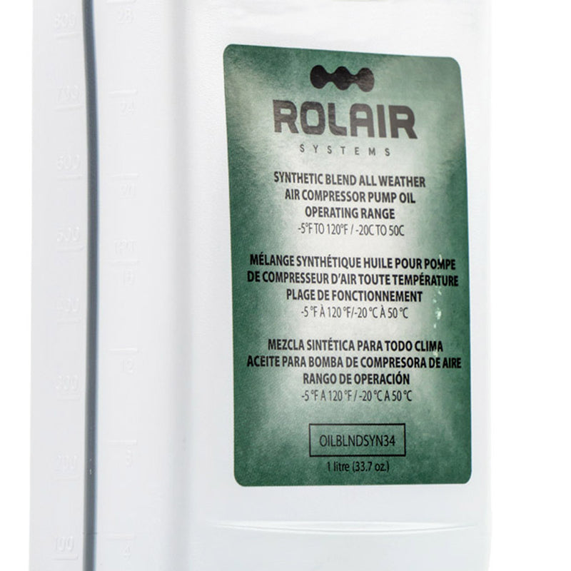 Rolair Air Compressor Pump Oil All Weather Synthetic Blend Lubricant 1 Liter