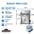 Napoleon Rogue 525 Pro-S Propane Grill Stainless Steel w/ Sideburner 851 Sq. In.