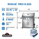 Napoelon Rogue PRO-S 5 Burner Propane Grill Stainless Steel w/ Side Burner