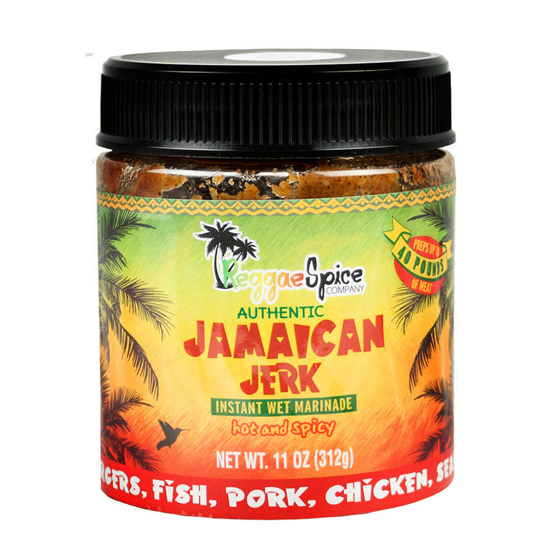 Reggae Spice Company Authentic Hot & Spicy Jamaican Jerk Marinade Jar 11 Ounce