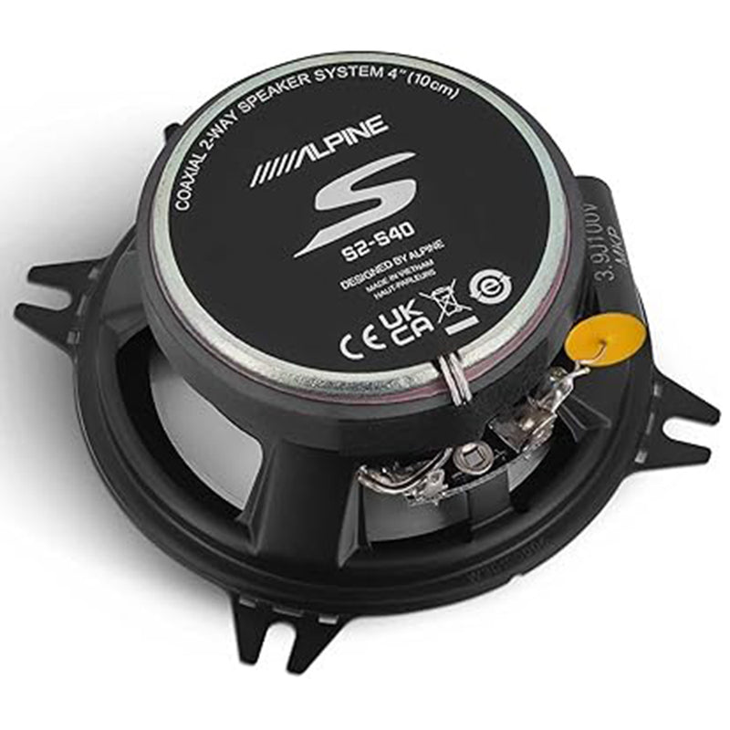 Alpine S2 4" Coaxial 2-Way Speaker System 4 Ohm 140W Peak 45W RMS S2-S40