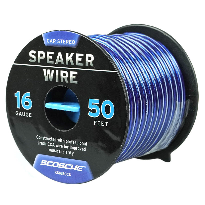 Scosche 16 Gauge 50 Ft Speaker Installation Wire CCA Car Audio Blue KS1650CS
