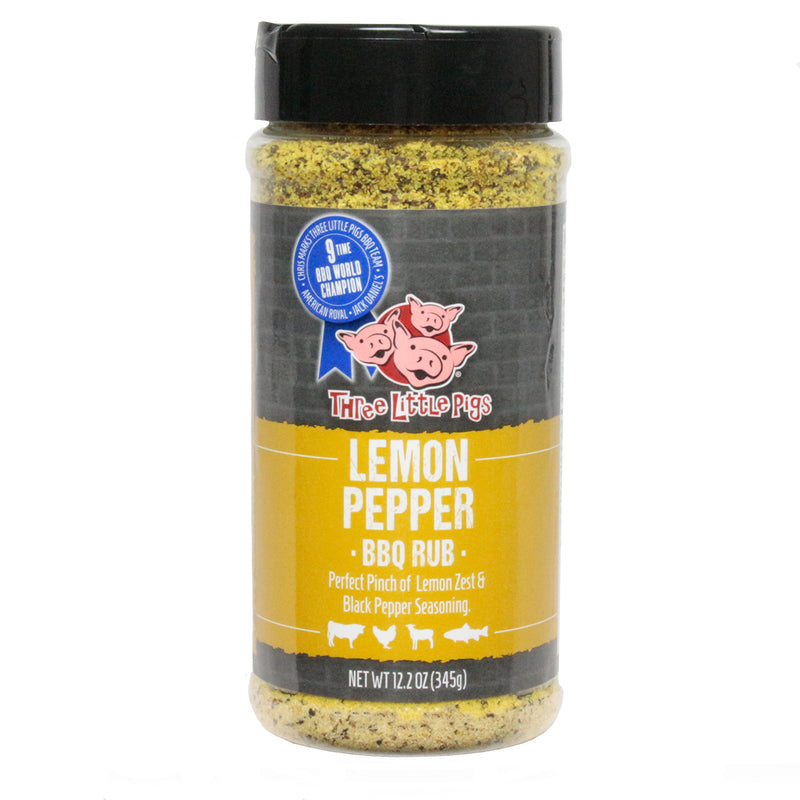 Three Little Pigs Lemon Pepper BBQ Rub Handcrafted Chicken Fish Veggies 12.2 oz