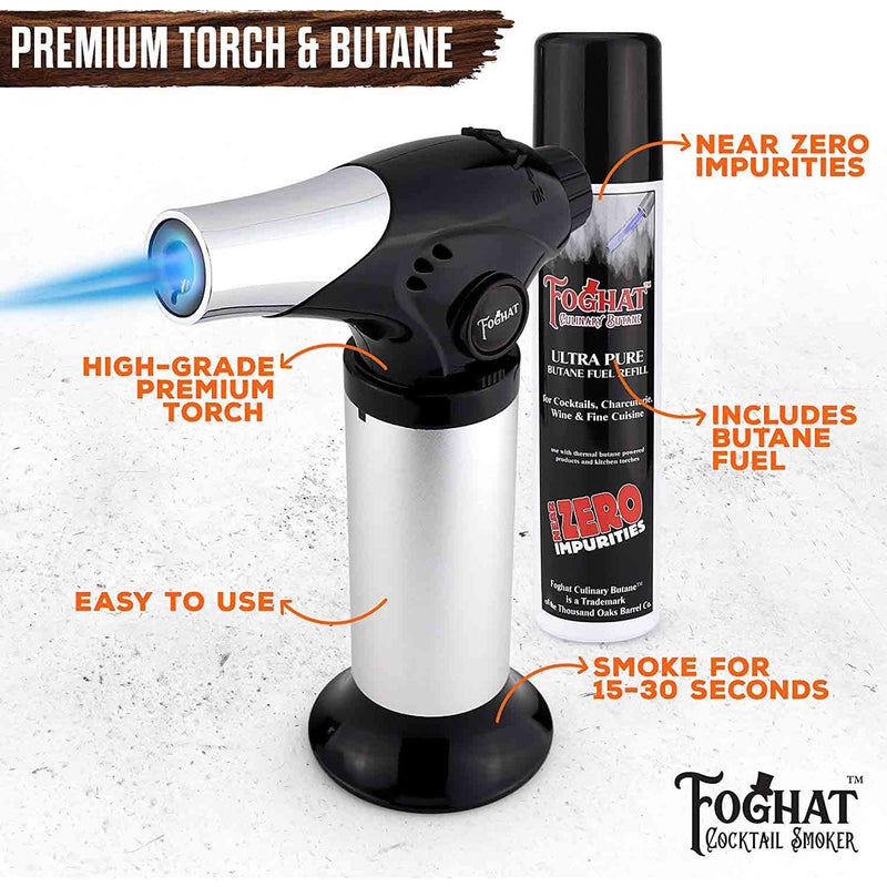Foghat 5-Piece Cocktail Smoking Kit With Smoker, Torch, Fuel, Brush, & Butane
