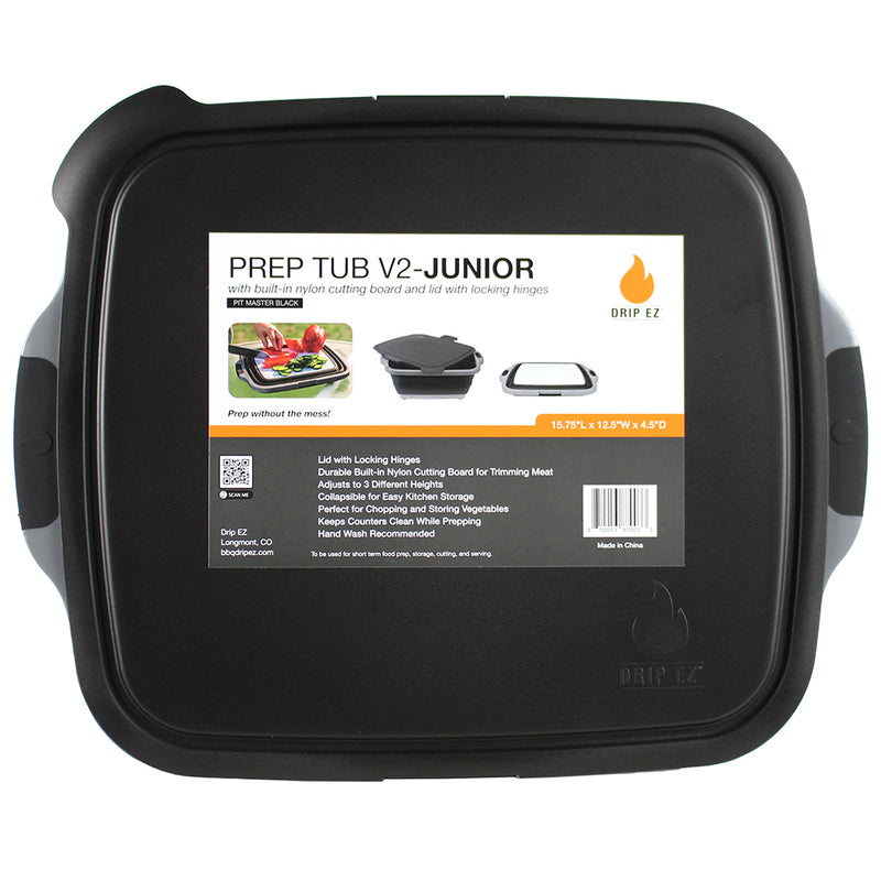 Drip EZ Jr BBQ Prep Tub w/ Locking Lid and Cutting Board TUBV2-JR-1-BL